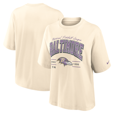 Women's Nike Cream Baltimore Ravens Vintage Mod Boxy T-Shirt