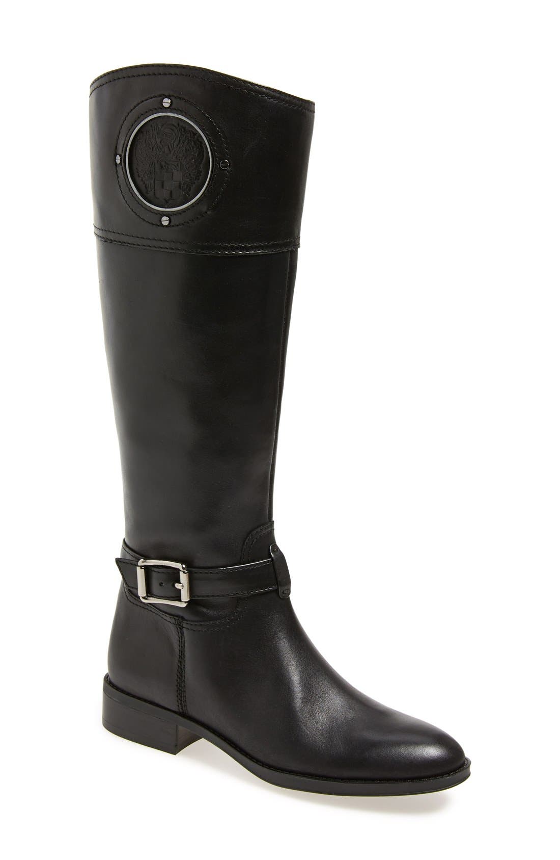 'Phillie' Tall Riding Boot, Main, color, BLACK LEATHER