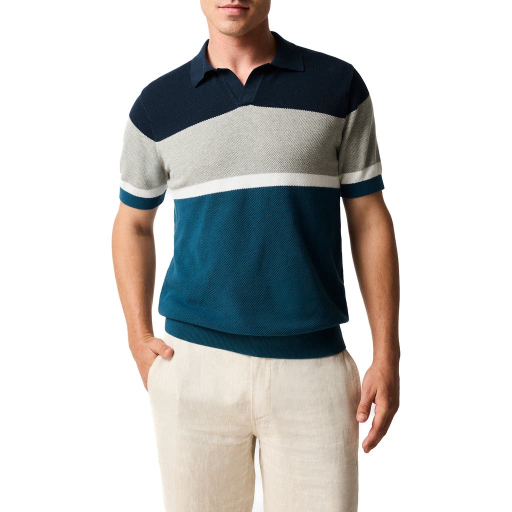 Rodd & Gunn Brunswick Johnny Collar Polo Sweater in Teal at Nordstrom, Size Small