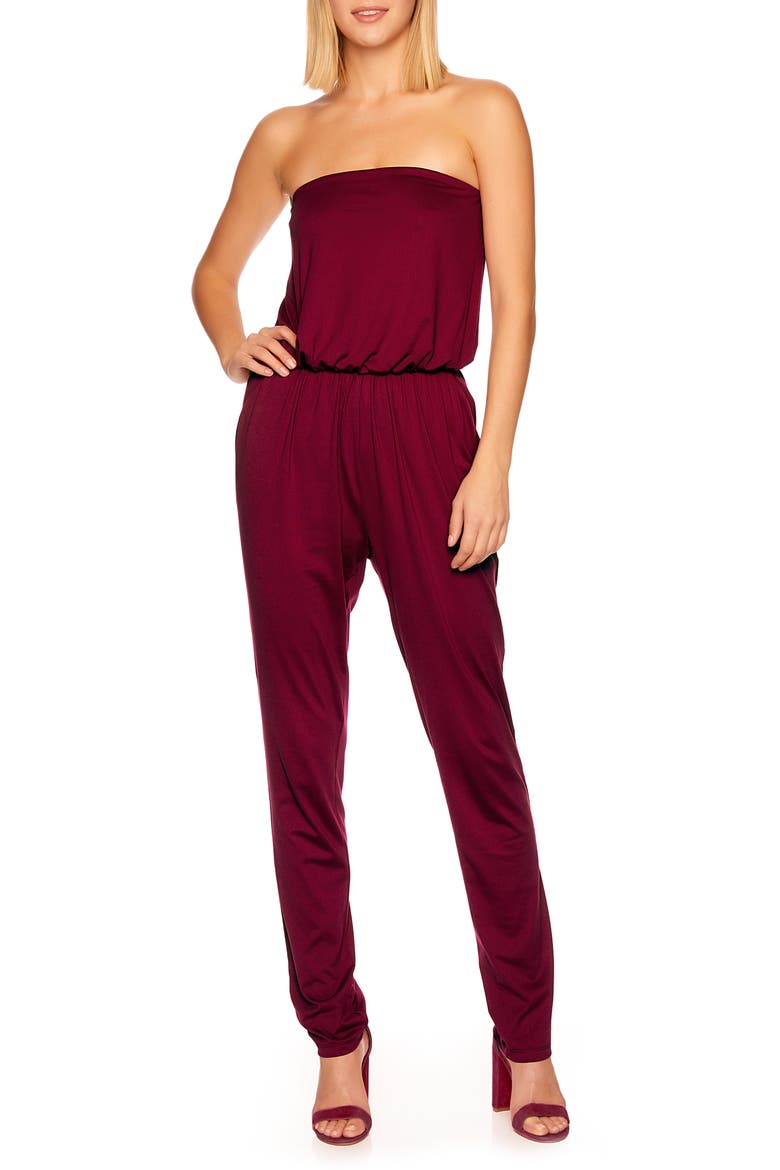 Strapless Jumpsuit, Main, color, RASPBERRY