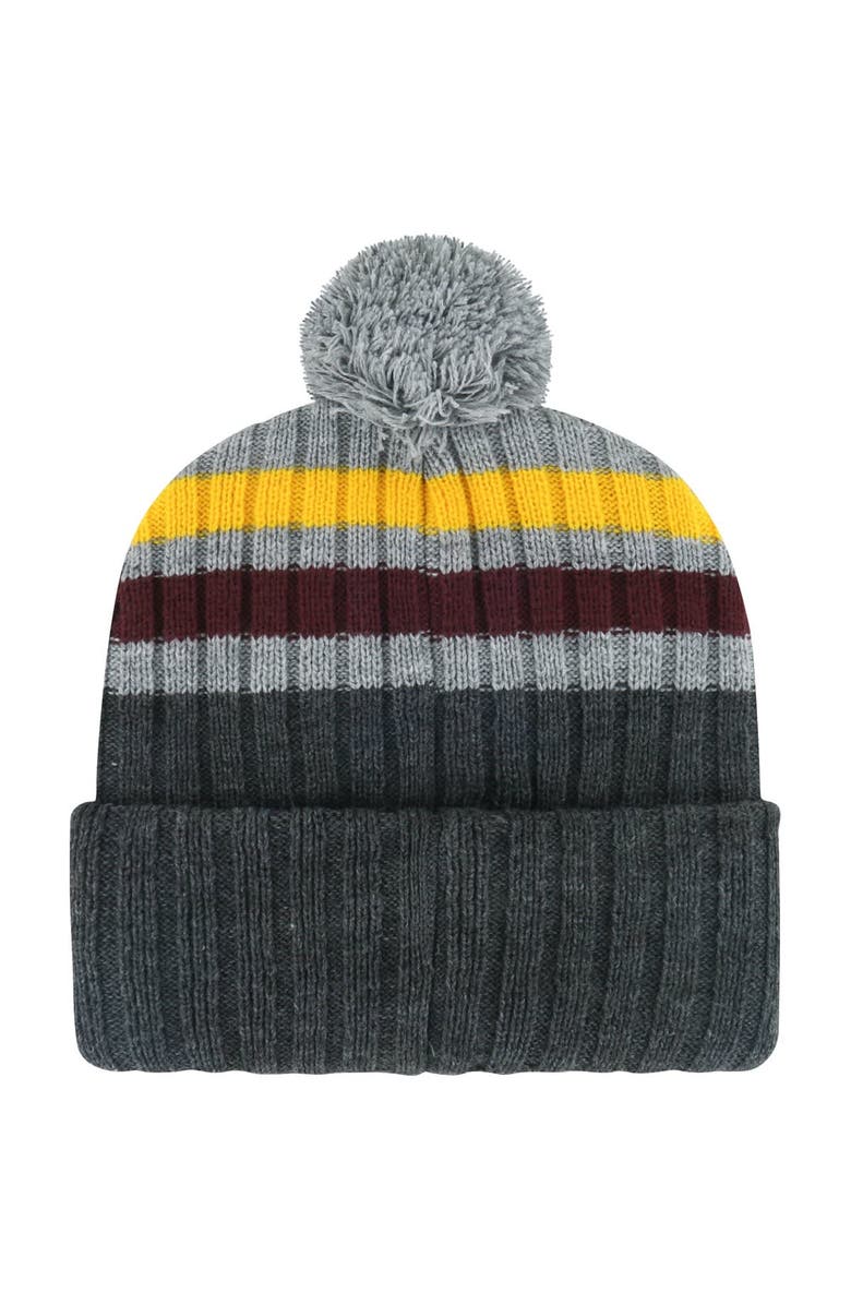 '47 Men's '47 Charcoal Minnesota Golden Gophers Stack Striped Cuffed Knit Hat with Pom, Alternate, color, Charcoal