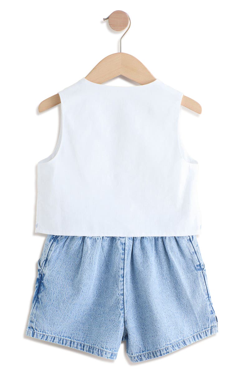NEXT Kids' Embroidered Vest & Denim Shorts Set, Alternate, color, White