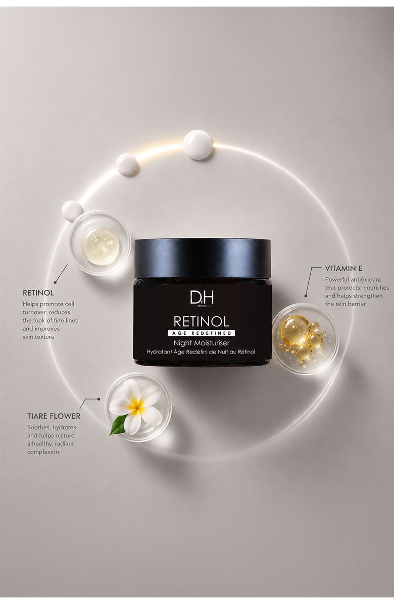 Dr H Retinol Anti-Ageing Night Moisturiser 60ml for Fine Lines & Wrinkles, Loss of Firmness, Main, color, White