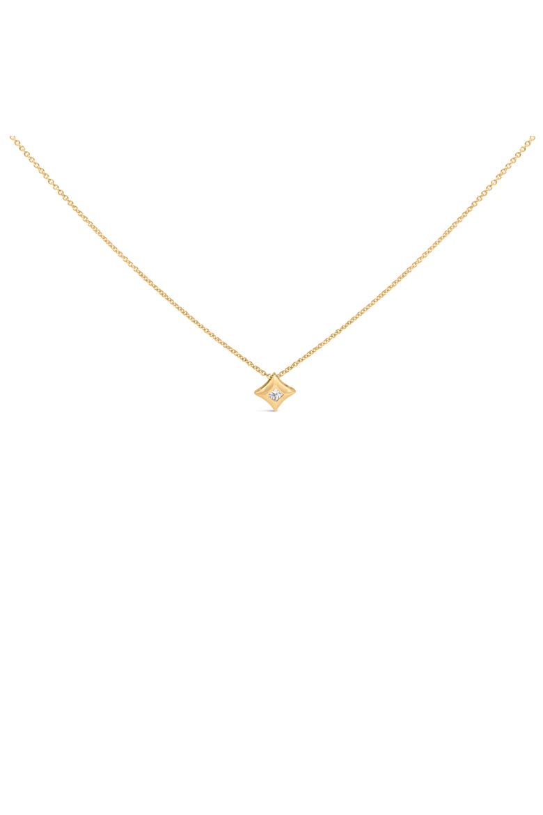 10K Gold 1/5 Cttw Bezel Set Princess Diamond Kite Shaped Solitaire Pendent Necklace, Main, color, Yellow