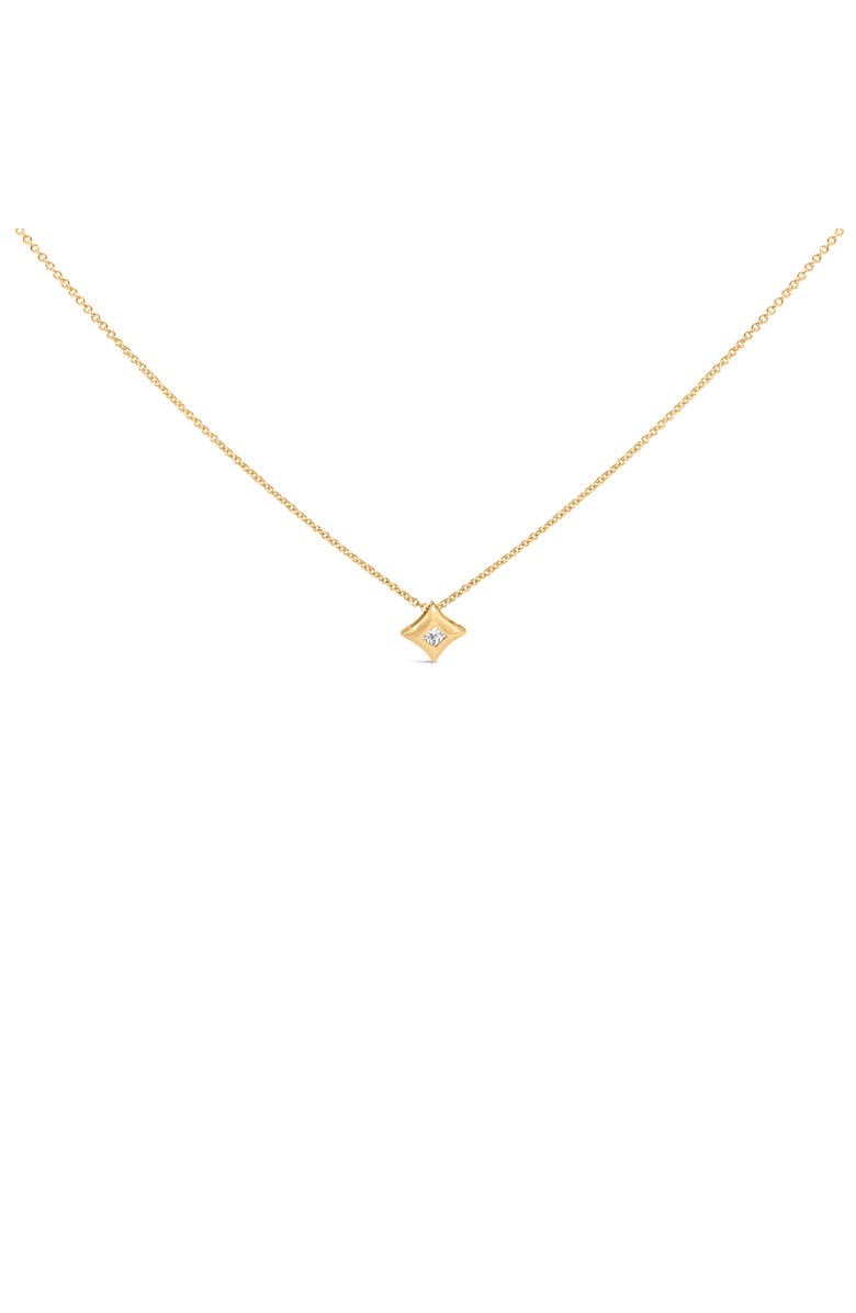 Haus of Brilliance 10K Gold 1/5 Cttw Bezel Set Princess Diamond Kite Shaped Solitaire Pendent Necklace, Main, color, Yellow