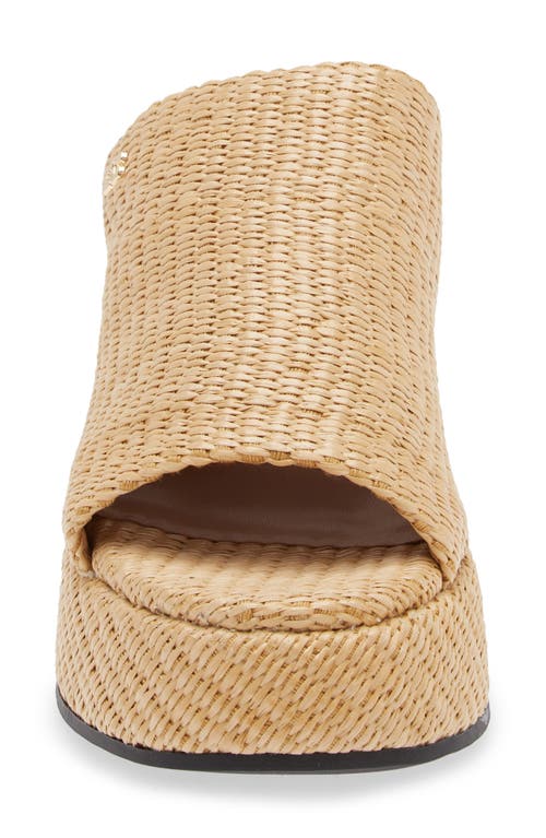 Ganni Butterfly Raffia Platform Slide Sandal In Nature