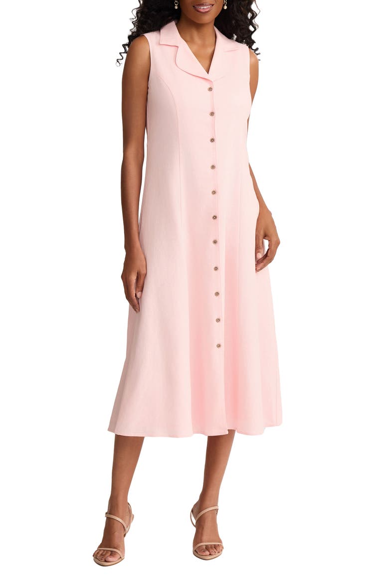 Sleeveless Linen Blend Midi Dress, Main, color, PETAL PINK