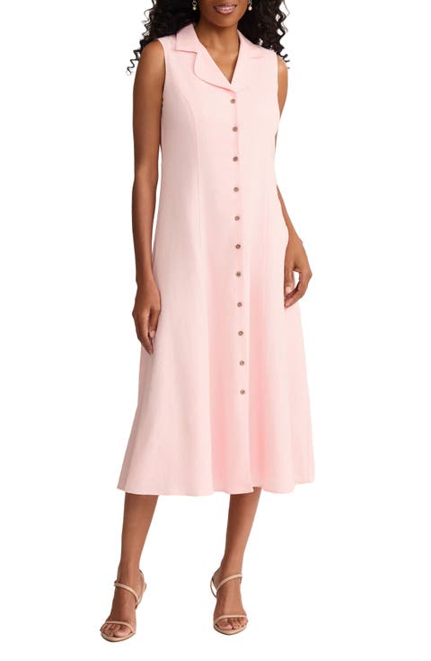 Sleeveless Linen Blend Midi Dress (Regular & Petite)