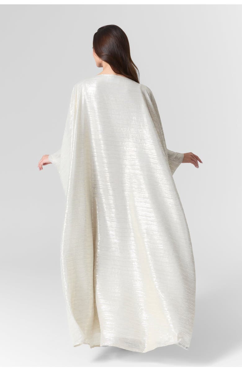 Le Fafo Luna Silk Metallic Plissé Gown, Alternate, color, Ivory