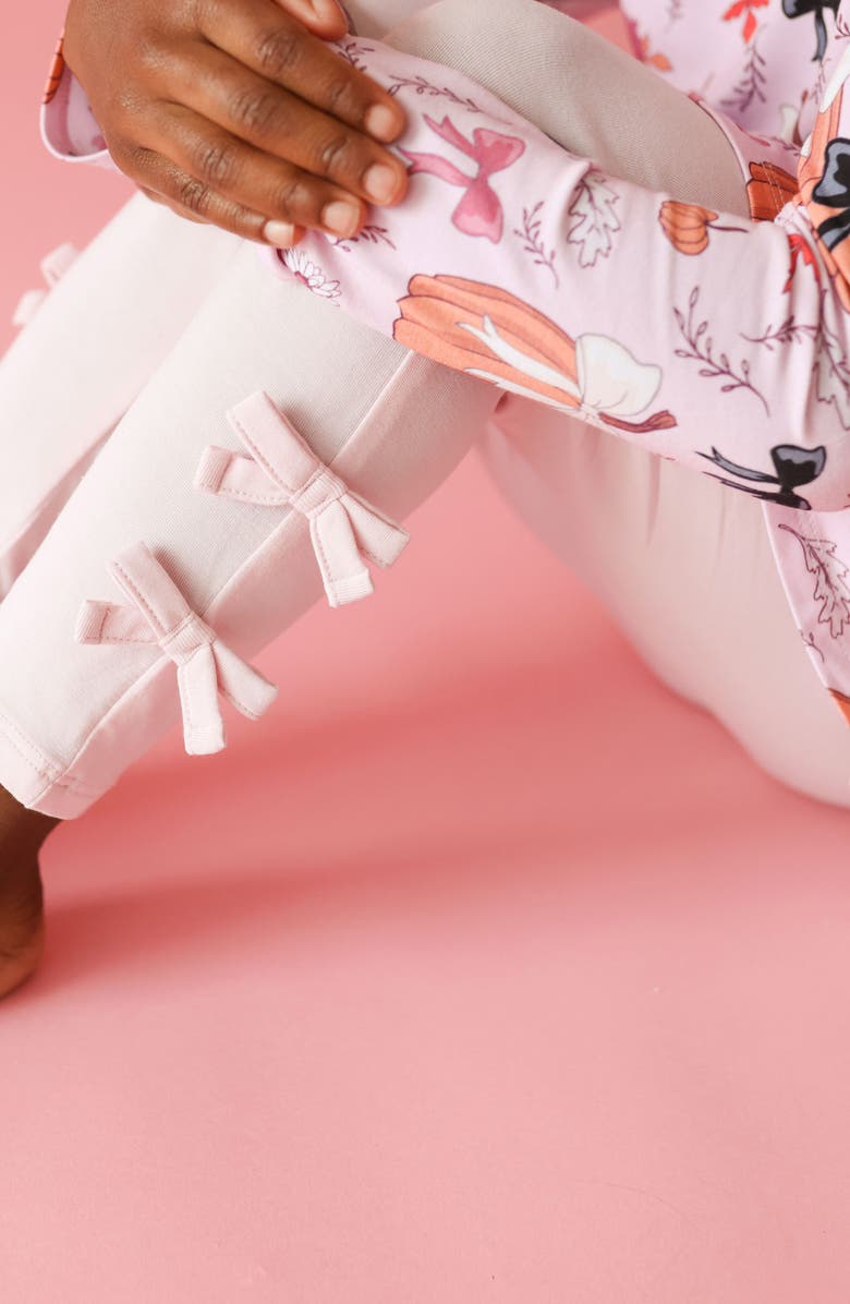 Posh Peanut Pumpkin Floral Peplum Top & Leggings Set, Alternate, color, Pink