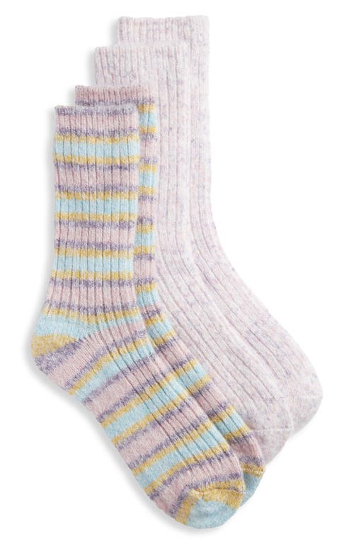 Hue Assorted 2-Pack Crew Socks in Multi Stripe Pack 