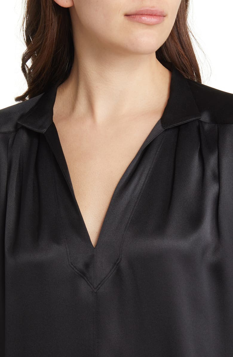 FRAME Long Sleeve Silk Caftan Maxi Dress, Alternate, color,