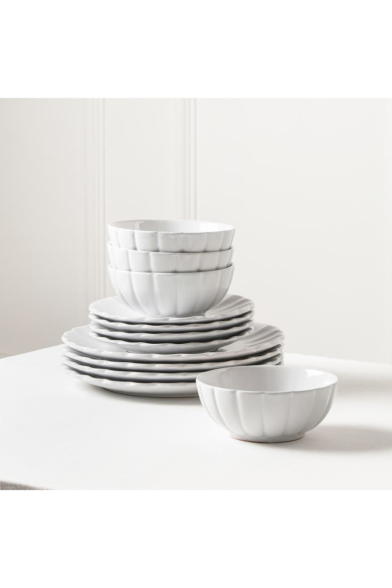 Phoenix Stoneware 12-Piece Dinnerware Set, Alternate, color, White