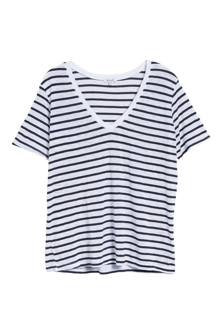 V-Neck Slub Jersey Tee, Alternate, color, NAVY/ OFF WHITE