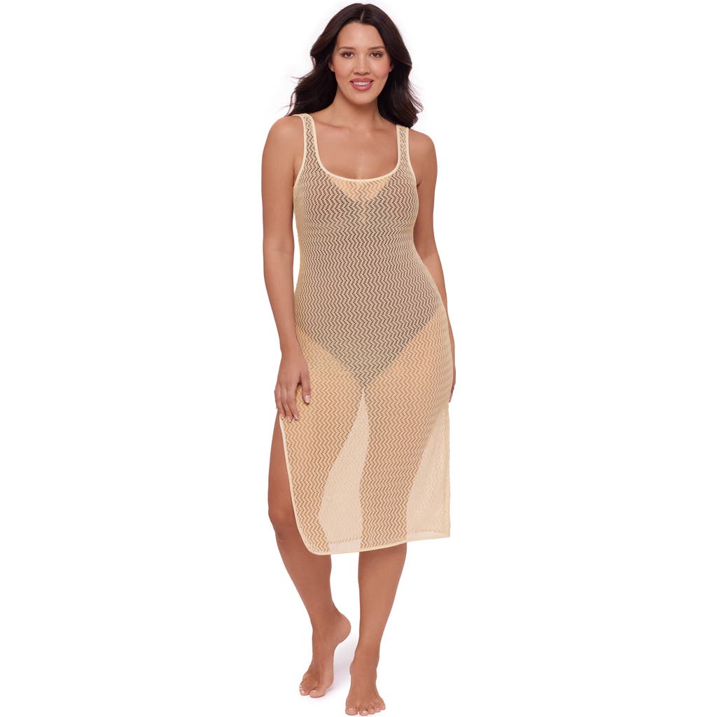 S3 Front Slit Crochet Coverup Dress In Multi