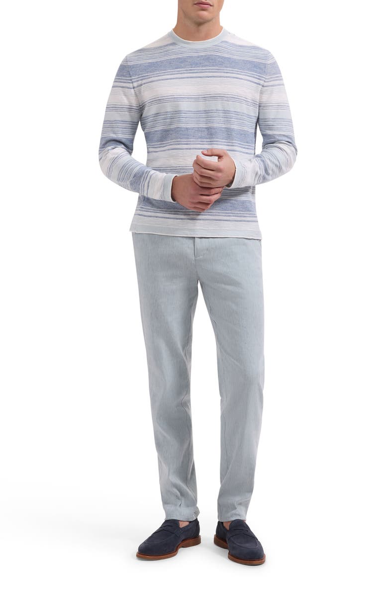 Bugatchi Stripe Cotton Crewneck Sweater, Alternate, color, Cobalt