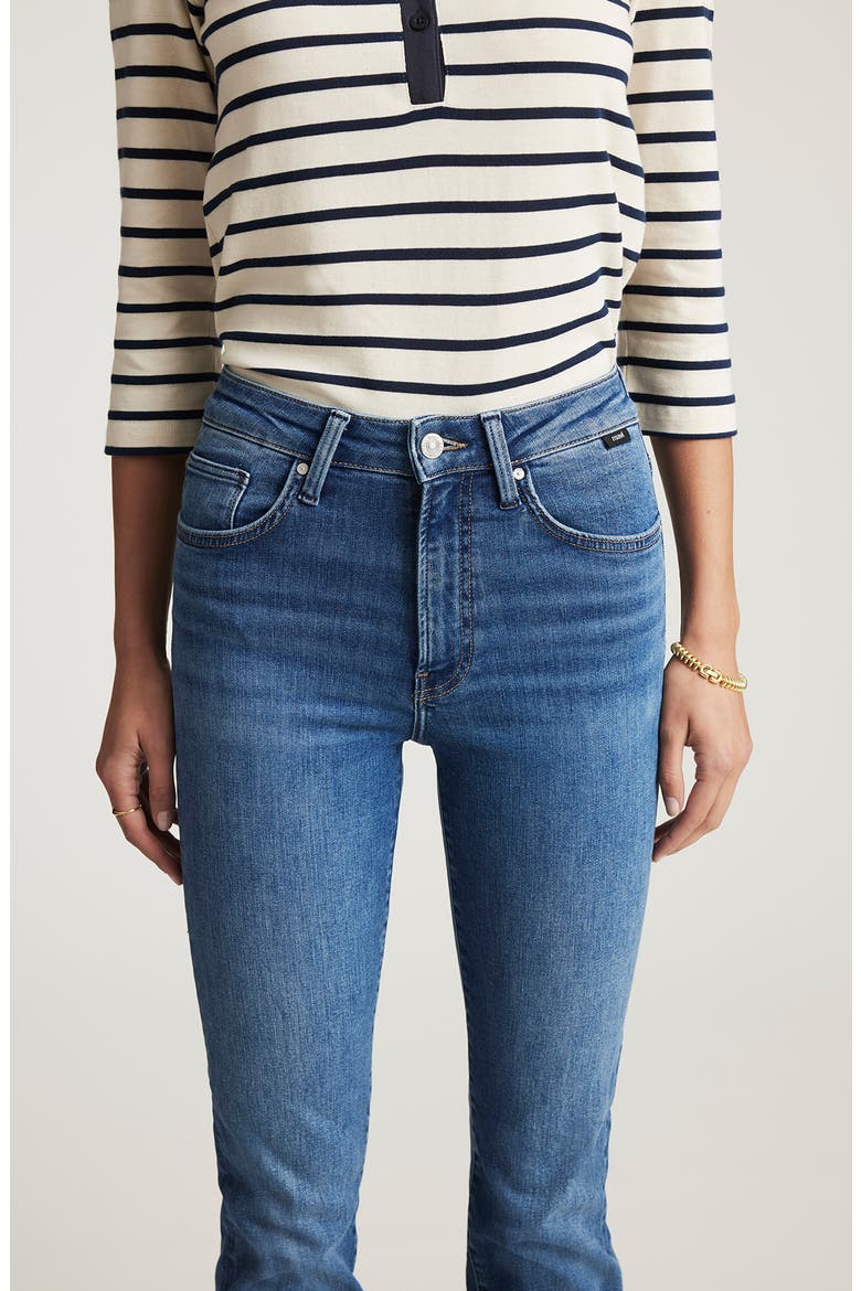 Kendra High Waist Straight Leg Jeans, Alternate, color, MID BRUSHED FLEX BLUE
