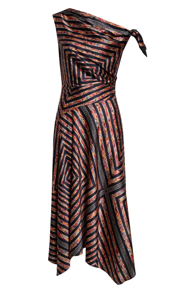 Phara One-Shoulder Stretch Silk Dress, Main, color, STUDIO