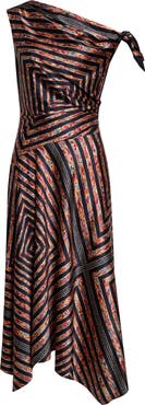 STAUD Phara One-Shoulder Stretch Silk Dress