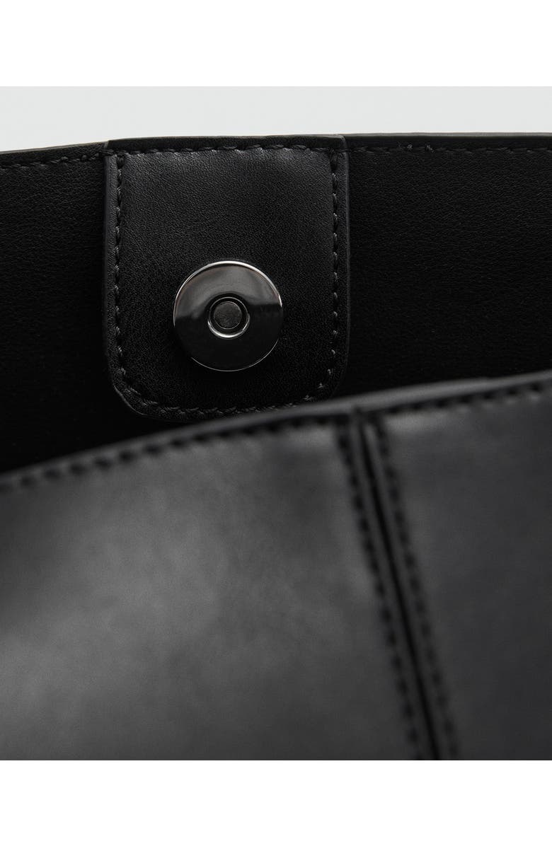 MANGO Short Handle Faux Leather Shopper, Alternate, color,