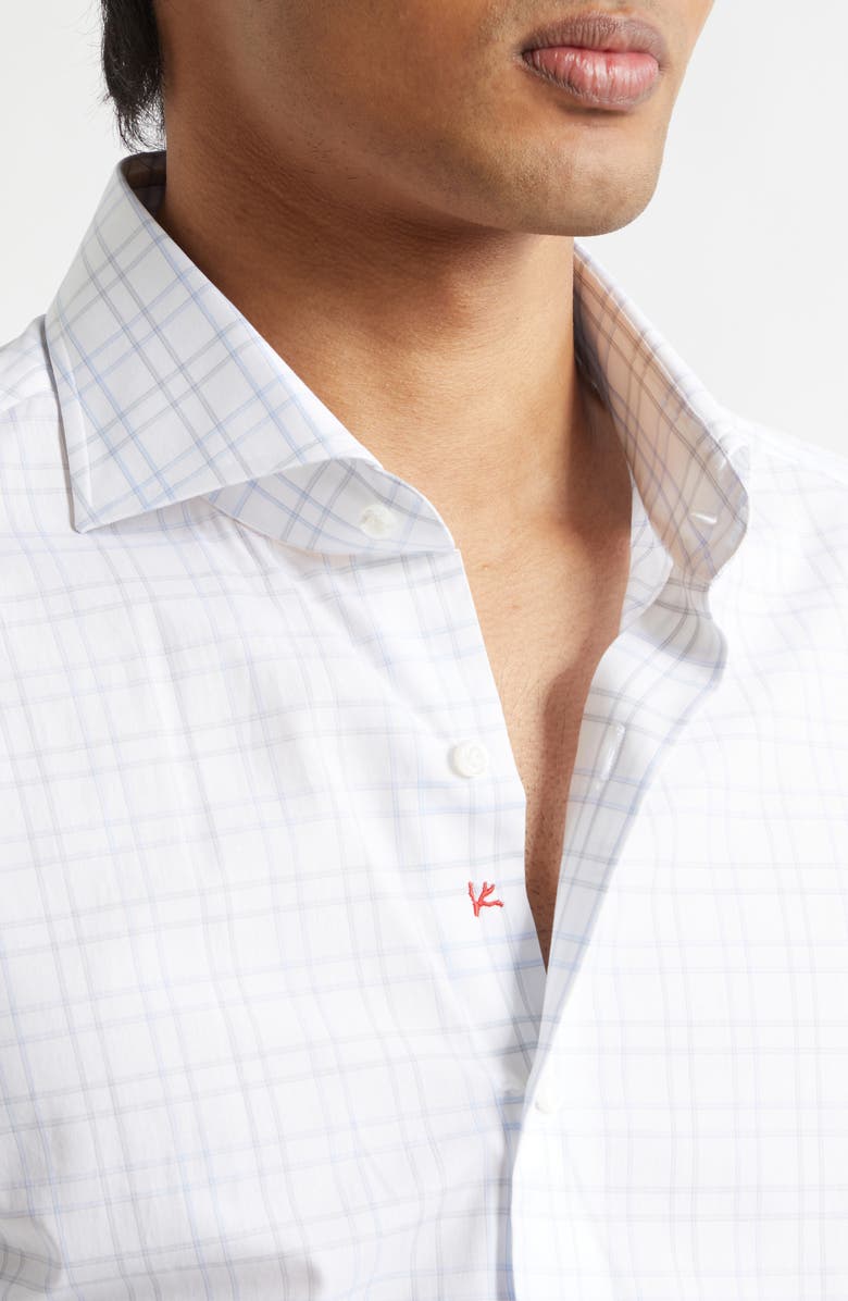 ISAIA Check Button-Up Shirt, Alternate, color, White