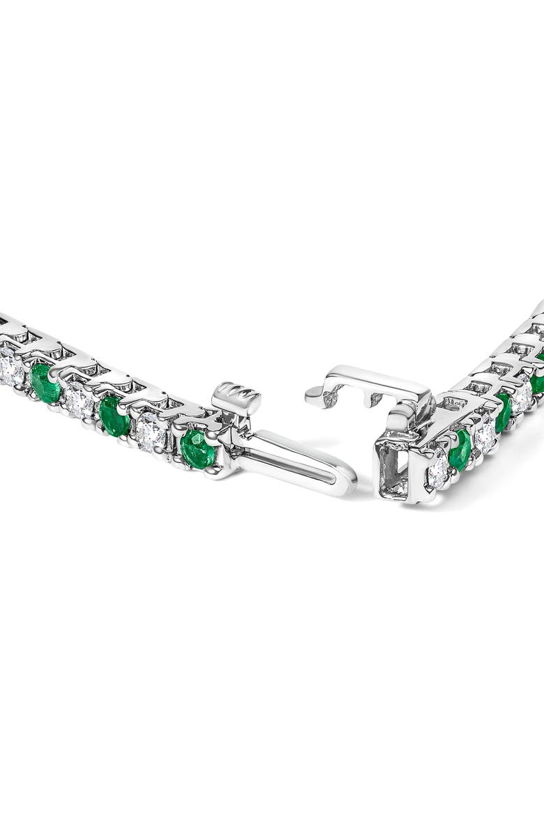 Haus of Brilliance 14K White Gold Alternating 1 1/2 Cttw Diamond and Emerald Tennis Bracelet, Alternate, color, White