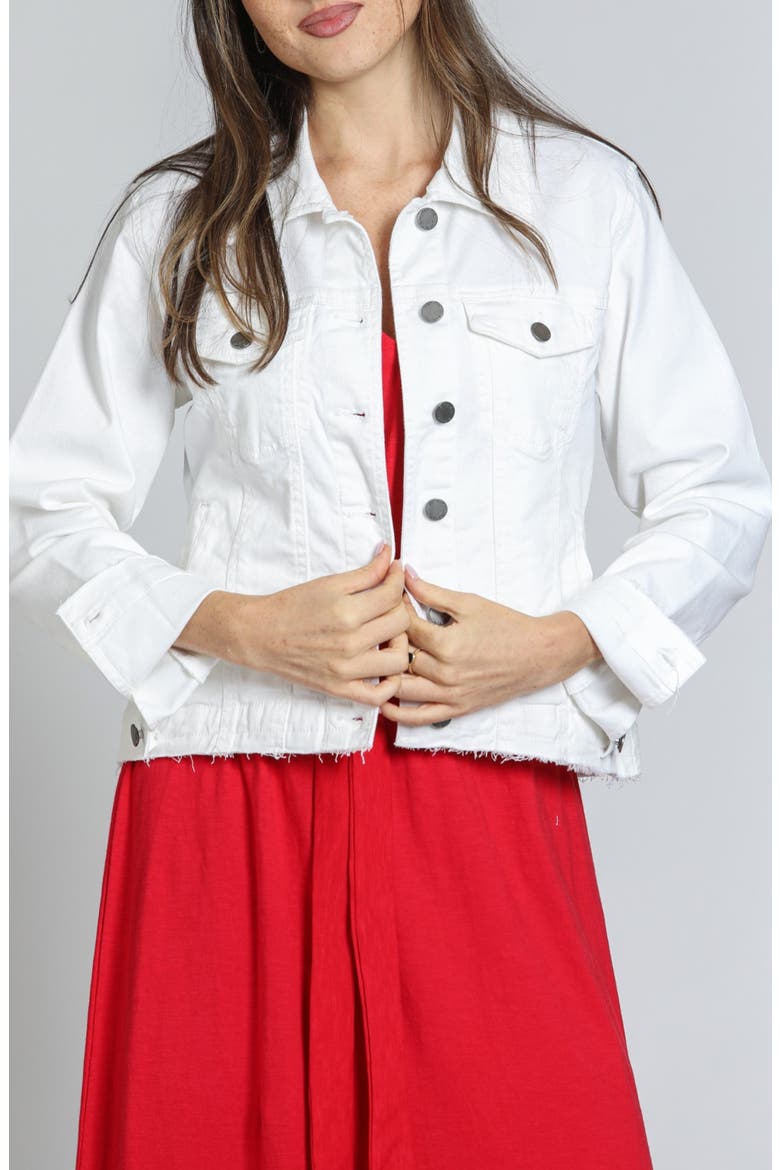 Frayed Denim Jacket, Main, color, WHITE
