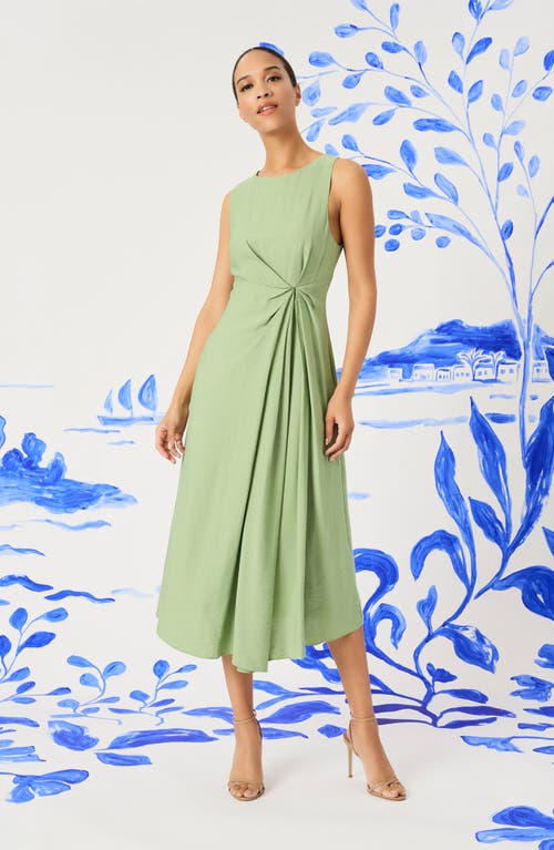 Maggy London Draped Midi Dress In Green Eyes