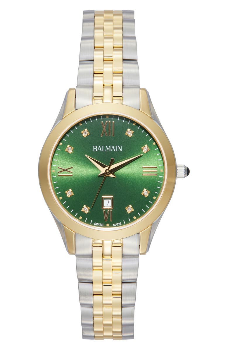 Balmain Classic R Diamond Two-Tone Bracelet Watch, 30mm, Main, color, Bicolor