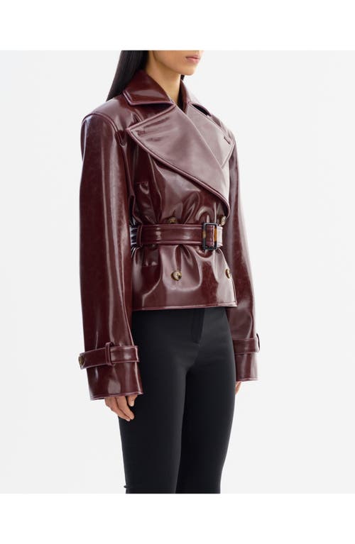 Lamarque Ladies Belted Faux Leather Jacket In Burgundy