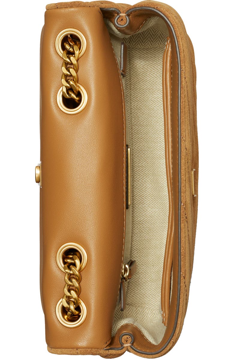 Tory Burch Small Kira Moto Quilted Suede Convertible Shoulder Bag, Alternate, color,