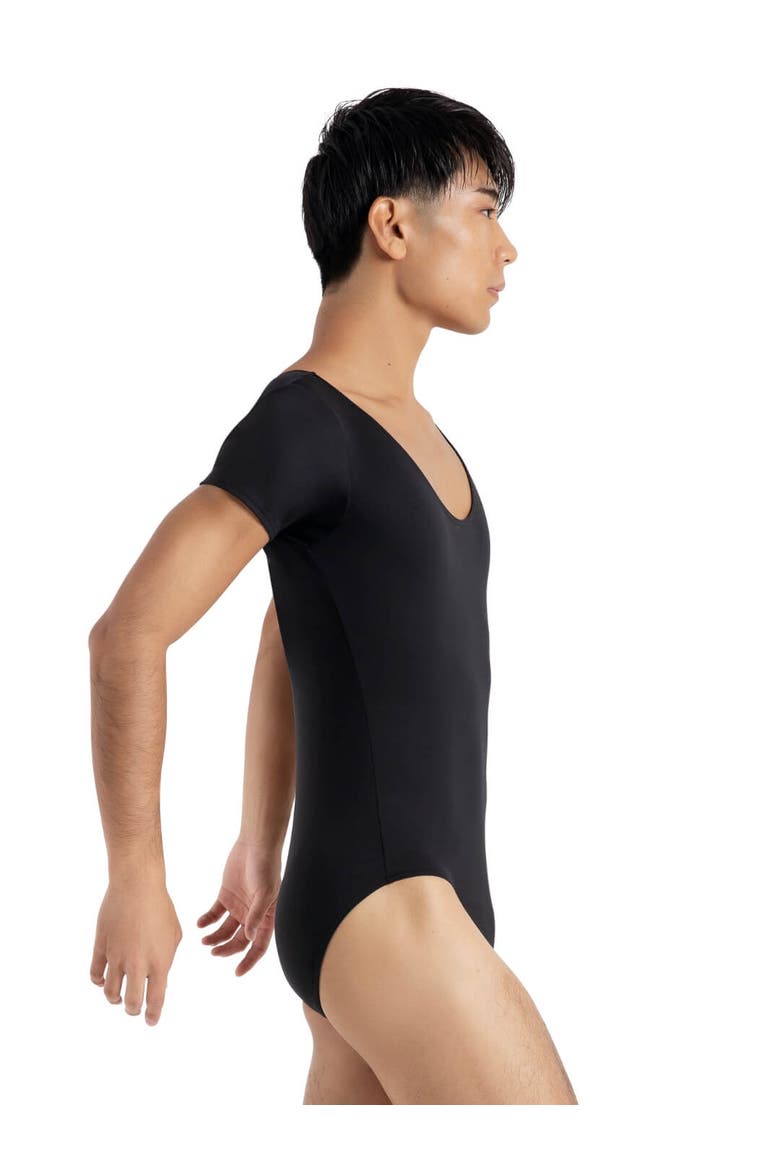 Tactel® Short Sleeve Leotard, Alternate, color, black