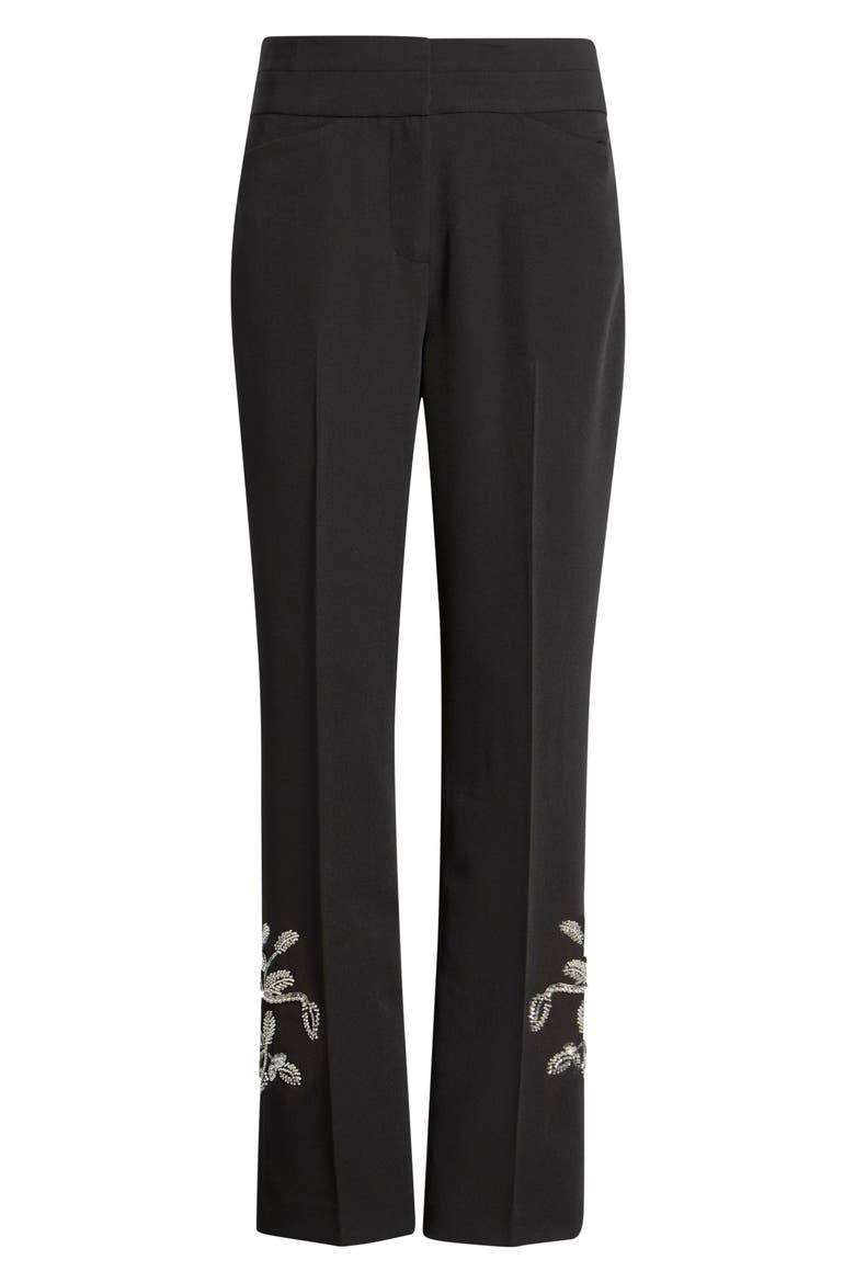 Embellished Mid Rise Straight Leg Pants, Alternate, color, BLACK