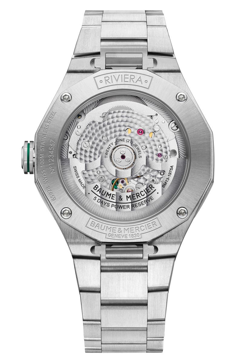 Baume & Mercier Riviera 10770 Bracelet Watch, 39mm, Alternate, color, Gren