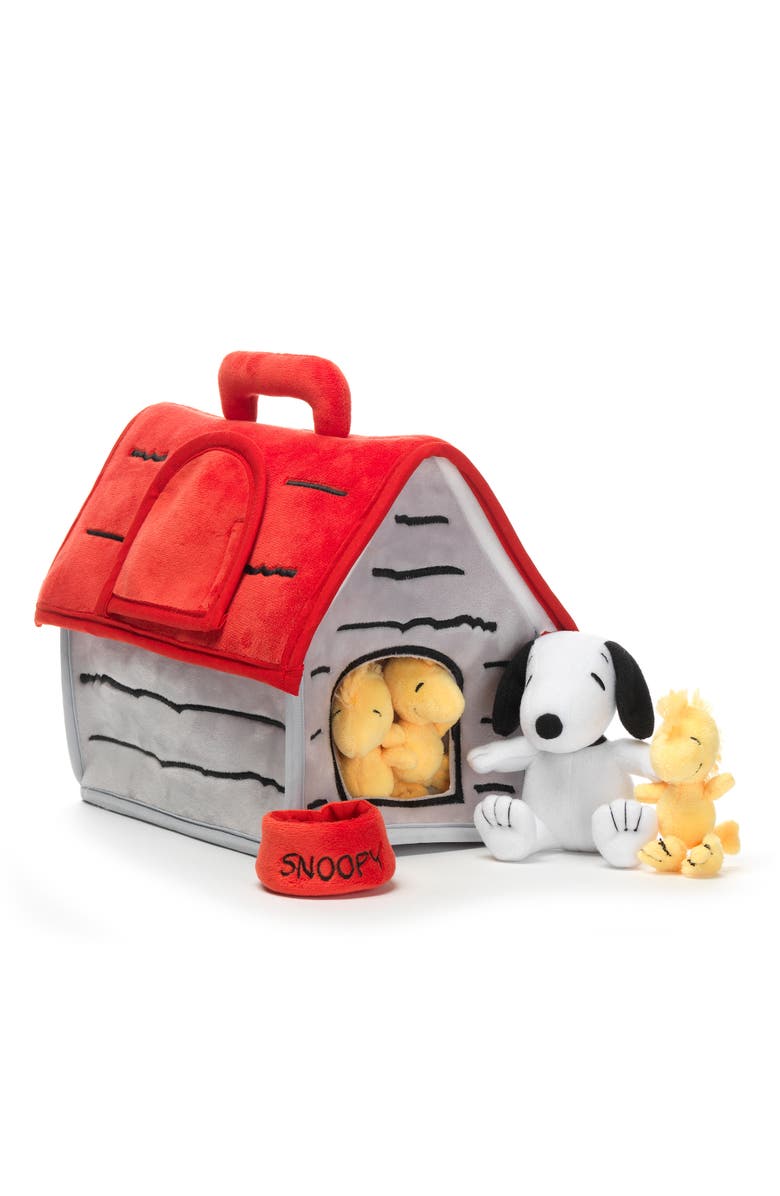 Lambs & Ivy Classic Snoopy Interactive Plush Doghouse with 5 Stuffed Animal Toys, Alternate, color, Red Multi