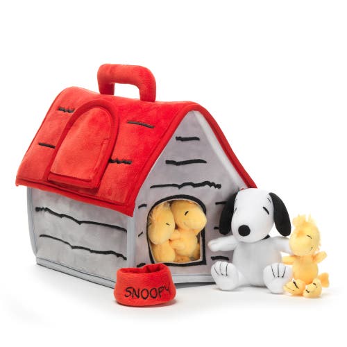 Lambs & Ivy Classic Snoopy Interactive Plush Doghouse With 5 Stuffed Animal Toys In Red