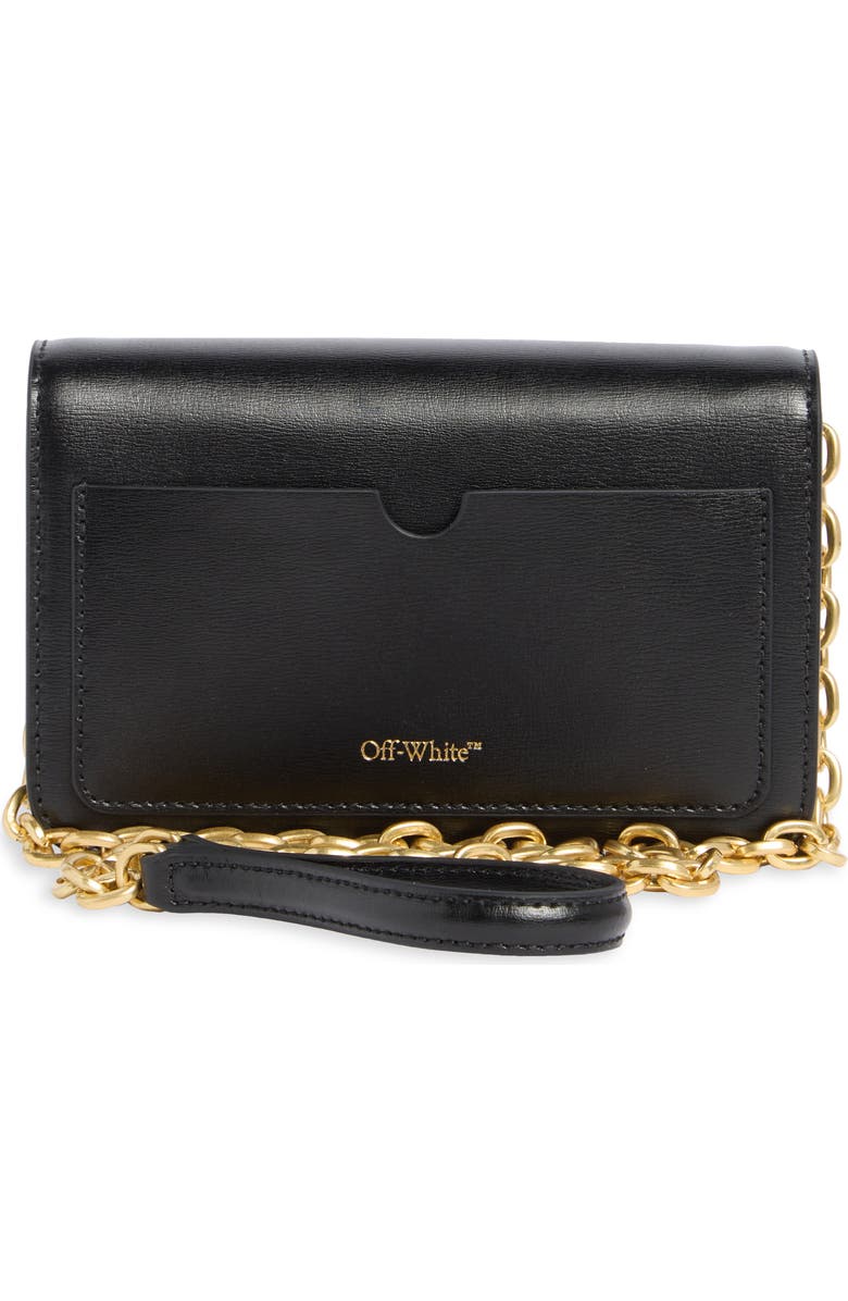 Off-White Jitney Leather Wallet on a Chain, Alternate, color, Black