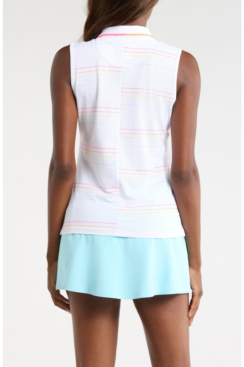 Offset Stripe Sleeveless Performance Polo, Alternate, color, SNOW / CENOTE
