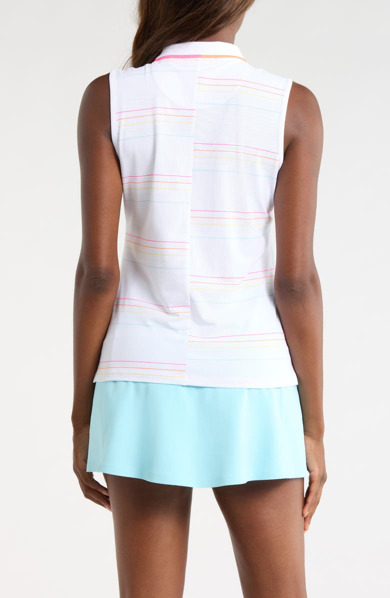 G/FORE Offset Stripe Sleeveless Performance Polo, Alternate, color, Snow / Cenote
