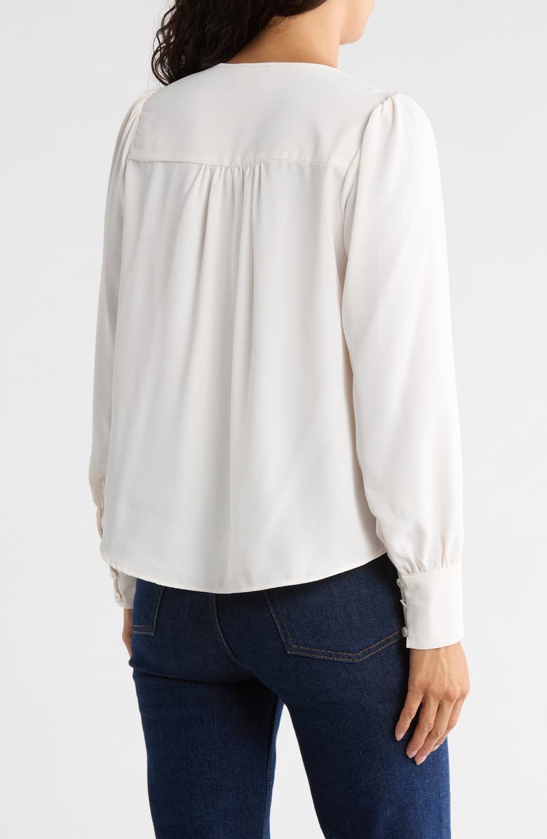 Muse Shirred Button-Up Top, Alternate, color, White