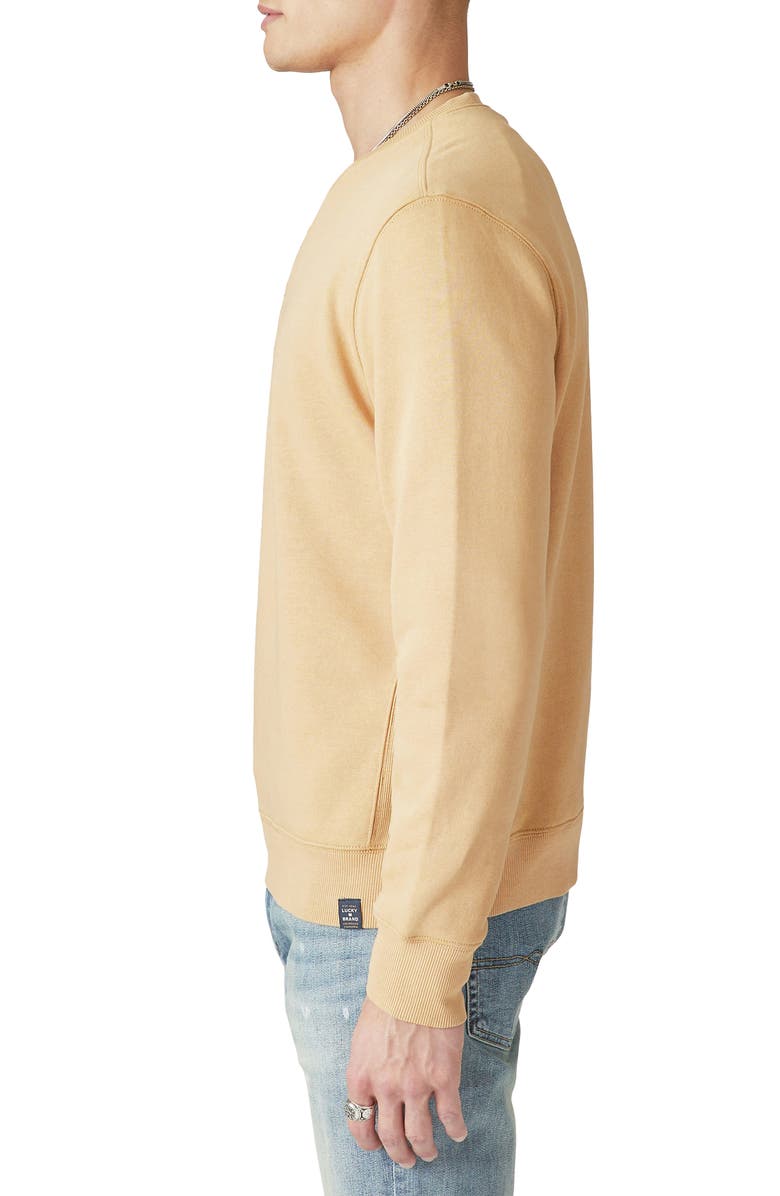 Lucky Brand Terry Crewneck Sweatshirt, Alternate, color, Buckthorn Brown