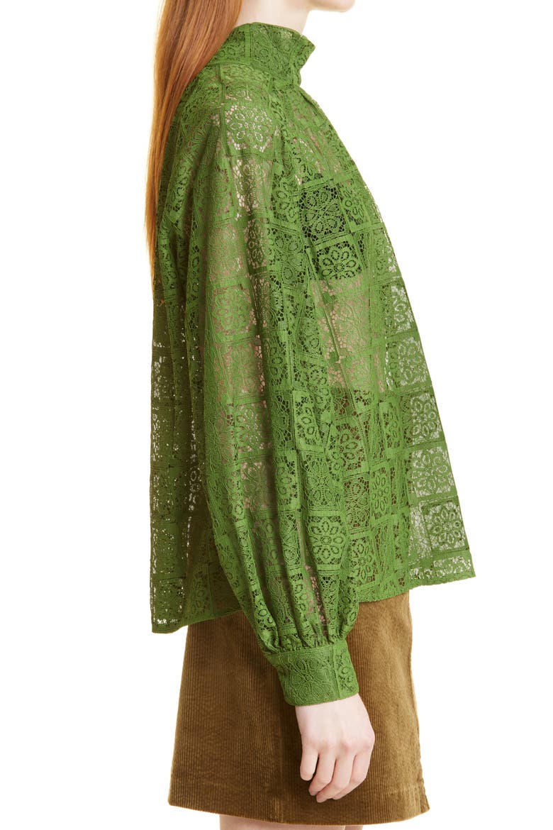 Fan Lace Blouse, Alternate, color, TWIST OF LIME