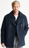 JACHS Quilted Lined Wool Blend Peacoat
