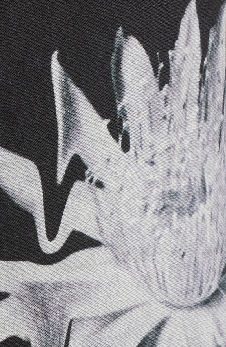 AllSaints Floraze Floral Graphic Button-Up Camp Shirt, Alternate, color, Jet Black