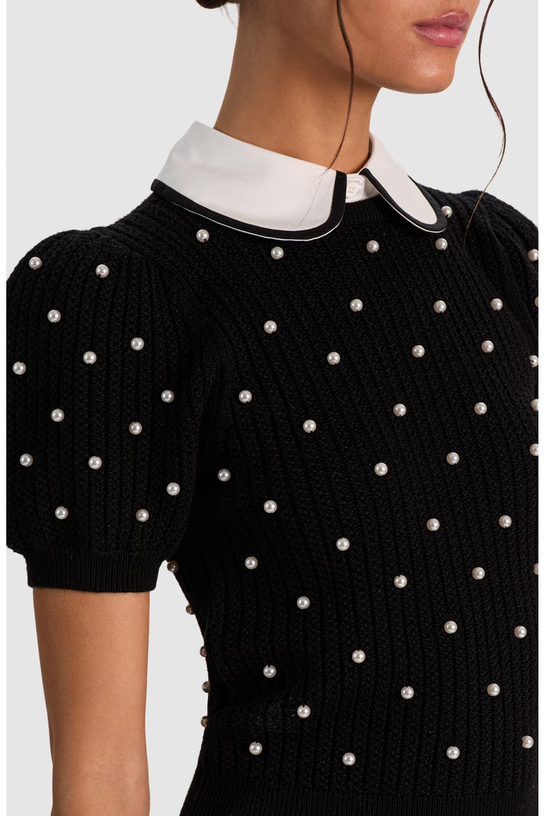 Chase Puff Sleeve Sweater, Alternate, color, BLACK/ SOFT WHITE