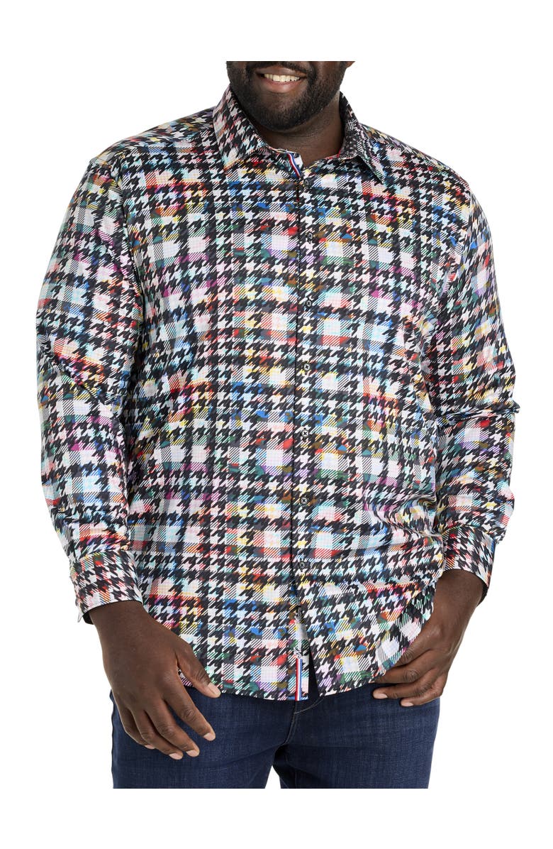 Robert Graham Big & Tall Algiers Houndstooth Sport Shirt, Alternate, color, Multi