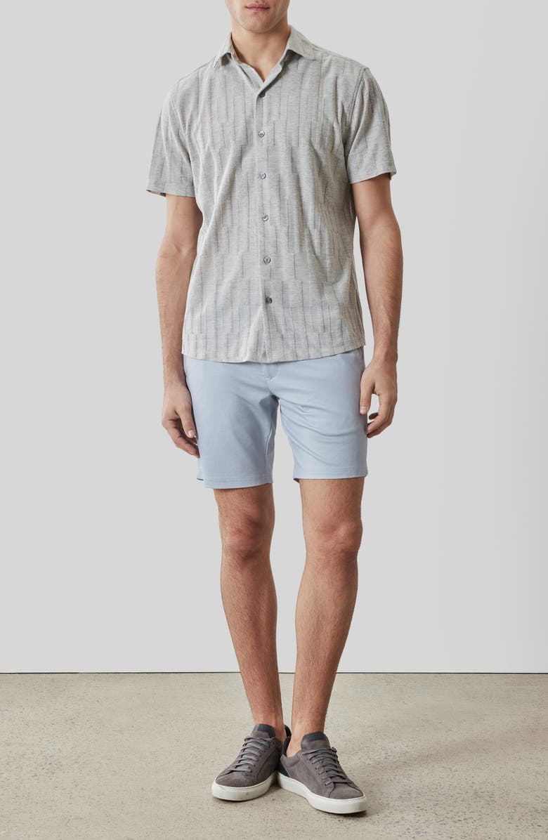 Robert Barakett Vessar Texture Knit Short Sleeve Button-Up Shirt, Alternate, color, Grey