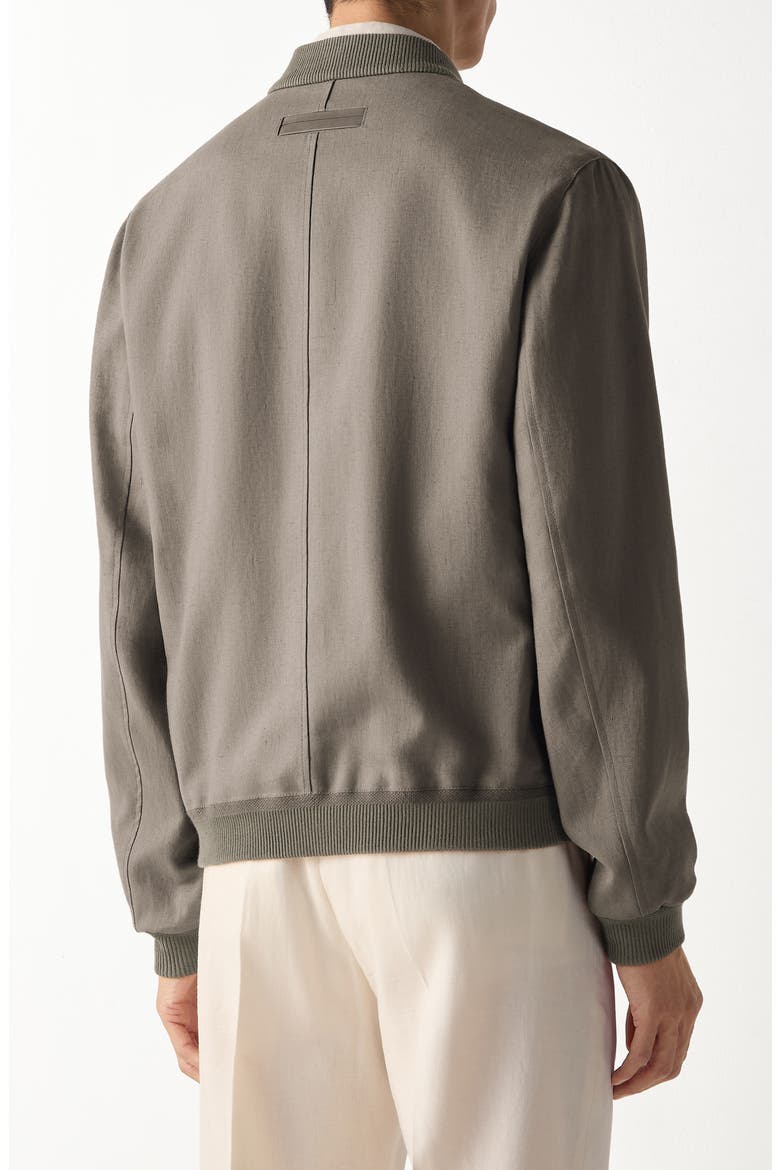 Oasi Lino Bomber Jacket, Alternate, color, DARK TAUPE