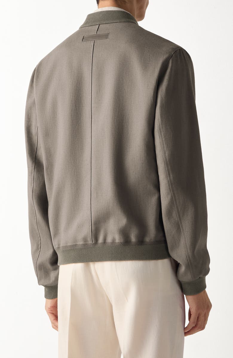 ZEGNA Oasi Lino Bomber Jacket, Alternate, color, Dark Taupe