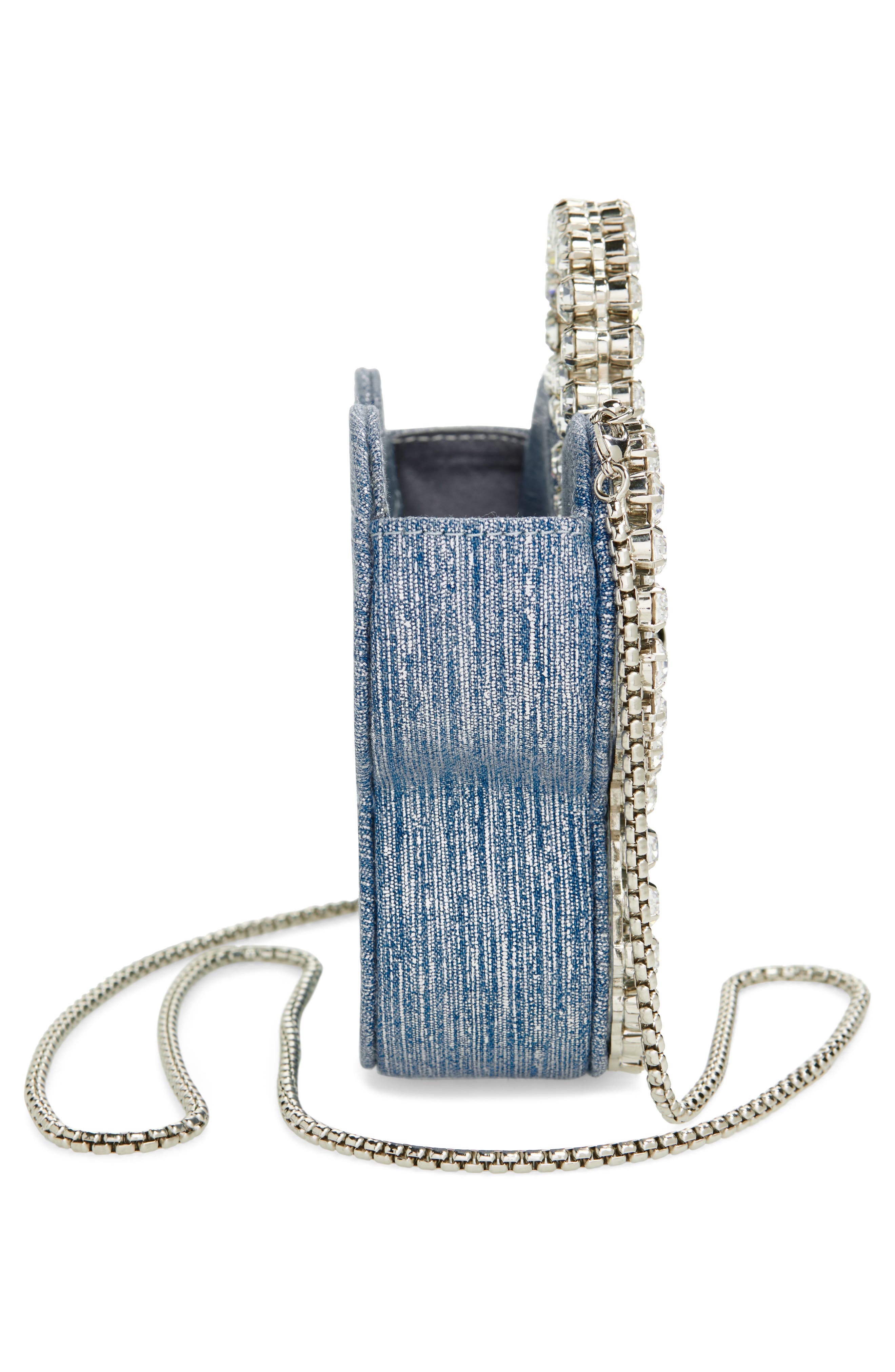 Mini Flower Tweed Clutch, Alternate, color, BLUE